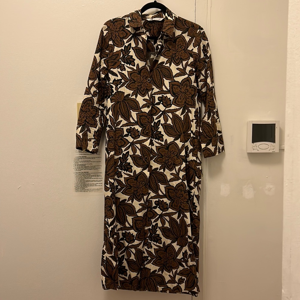 Brown and cream Zara dress Small